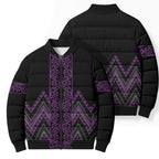 Purple Aotearoa Mangopare Kowhaiwhai Niho Taniwha Bomber Puffer Jacket Maori New Zealand - Aussie Hoodie