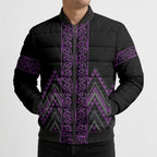 Purple Aotearoa Mangopare Kowhaiwhai Niho Taniwha Bomber Puffer Jacket Maori New Zealand - Aussie Hoodie