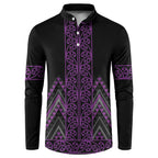 Purple Aotearoa Mangopare Kowhaiwhai and Niho Taniwha Button Sweatshirt Maori New Zealand
