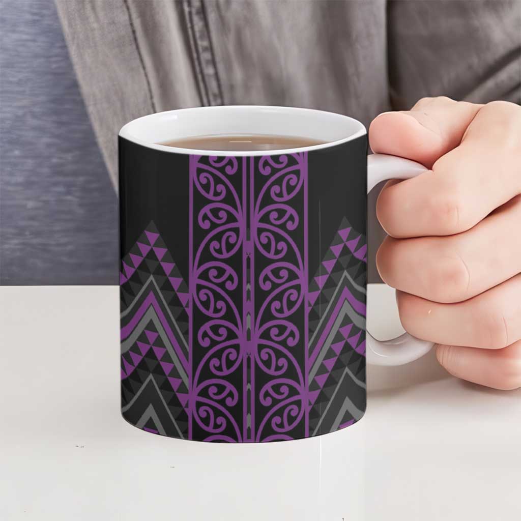 Purple Aotearoa Mangopare Kowhaiwhai Niho Taniwha Ceramic Mug Maori New Zealand - Aussie Hoodie