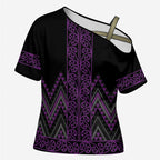 Purple Aotearoa Mangopare Kowhaiwhai Niho Taniwha Cross Shoulder Shirt Maori New Zealand - Aussie Hoodie