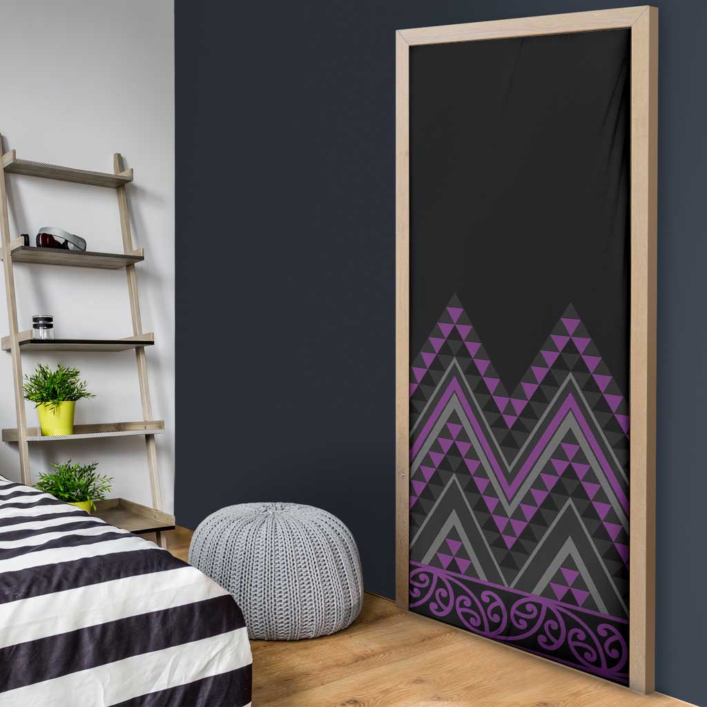 Purple Aotearoa Mangopare Kowhaiwhai Niho Taniwha Door Cover Maori New Zealand - Aussie Hoodie
