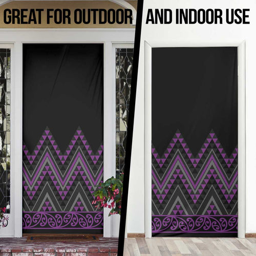 Purple Aotearoa Mangopare Kowhaiwhai Niho Taniwha Door Cover Maori New Zealand - Aussie Hoodie