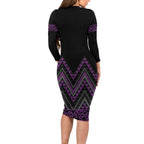 Purple Aotearoa Mangopare Kowhaiwhai and Niho Taniwha Family Matching Long Sleeve Bodycon Dress and Hawaiian Shirt Maori New Zealand