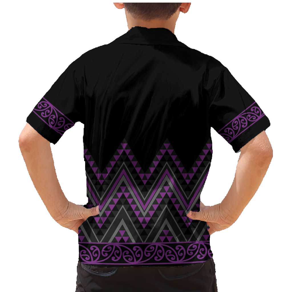 Purple Aotearoa Mangopare Kowhaiwhai and Niho Taniwha Family Matching Mermaid Dress and Hawaiian Shirt Maori New Zealand