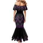 Purple Aotearoa Mangopare Kowhaiwhai and Niho Taniwha Family Matching Mermaid Dress and Hawaiian Shirt Maori New Zealand