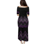 Purple Aotearoa Mangopare Kowhaiwhai and Niho Taniwha Family Matching Puletasi and Hawaiian Shirt Maori New Zealand