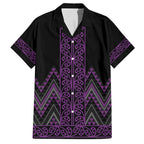 Purple Aotearoa Mangopare Kowhaiwhai and Niho Taniwha Family Matching Short Sleeve Bodycon Dress and Hawaiian Shirt Maori New Zealand