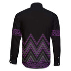 Purple Aotearoa Mangopare Kowhaiwhai and Niho Taniwha Family Matching Short Sleeve Bodycon Dress and Hawaiian Shirt Maori New Zealand