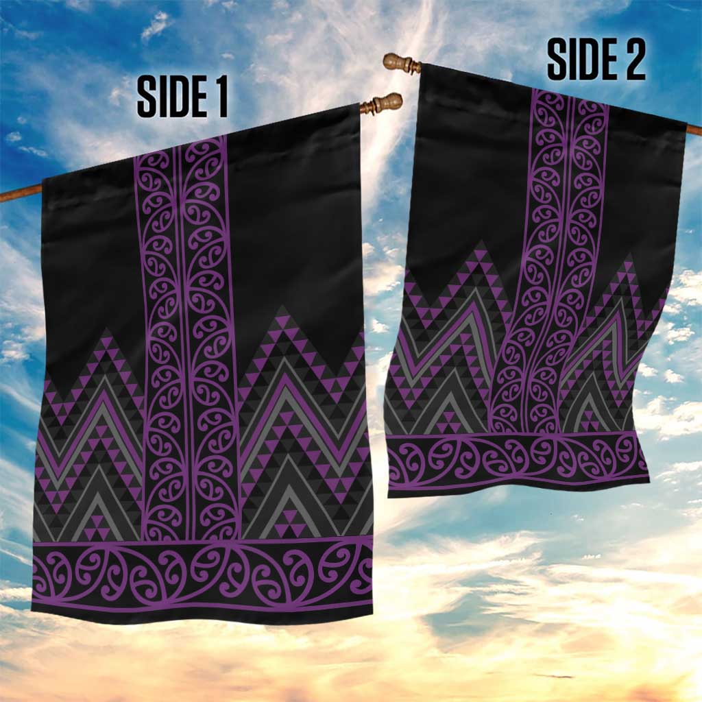 Purple Aotearoa Mangopare Kowhaiwhai and Niho Taniwha Garden Flag Maori New Zealand