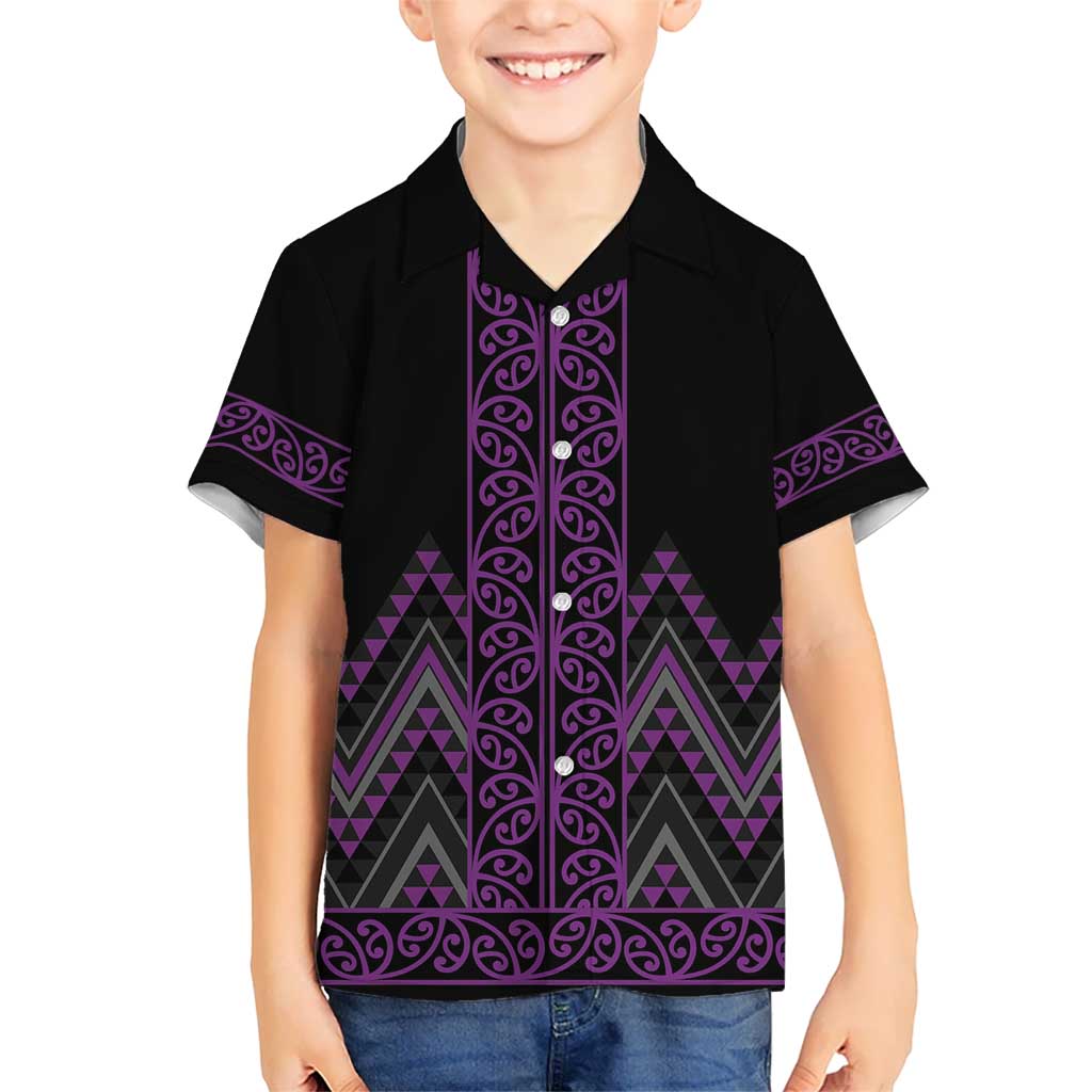 Purple Aotearoa Mangopare Kowhaiwhai and Niho Taniwha Hawaiian Shirt Maori New Zealand