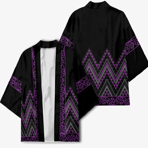 Purple Aotearoa Mangopare Kowhaiwhai Niho Taniwha Kimono Maori New Zealand - Aussie Hoodie