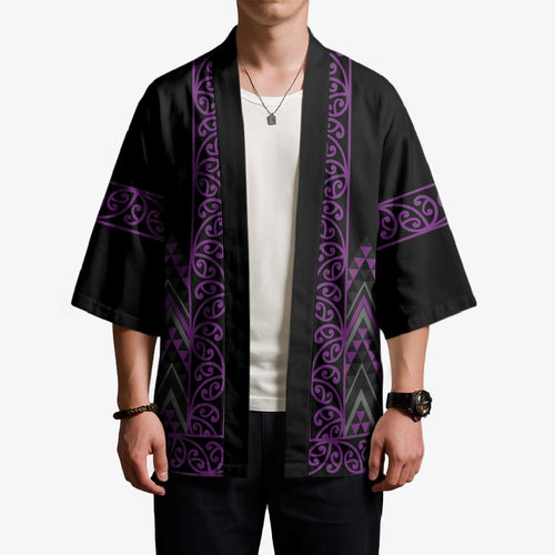 Purple Aotearoa Mangopare Kowhaiwhai Niho Taniwha Kimono Maori New Zealand - Aussie Hoodie