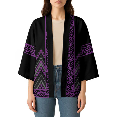Purple Aotearoa Mangopare Kowhaiwhai Niho Taniwha Kimono Maori New Zealand - Aussie Hoodie