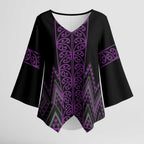 Purple Aotearoa Mangopare Kowhaiwhai Niho Taniwha Kimono Sleeve Blouse Maori New Zealand - Aussie Hoodie