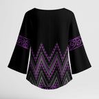 Purple Aotearoa Mangopare Kowhaiwhai Niho Taniwha Kimono Sleeve Blouse Maori New Zealand - Aussie Hoodie