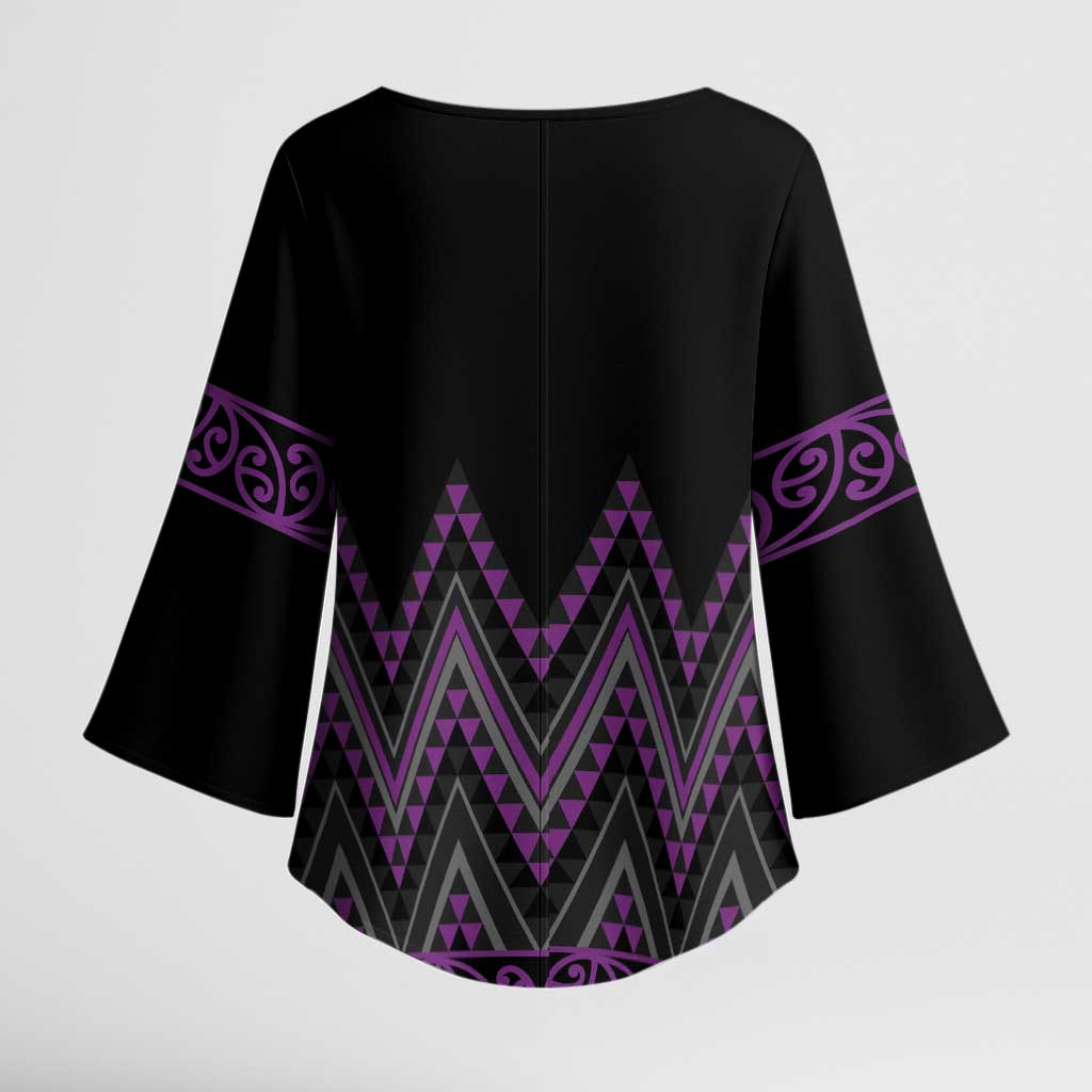 Purple Aotearoa Mangopare Kowhaiwhai Niho Taniwha Kimono Sleeve Blouse Maori New Zealand - Aussie Hoodie