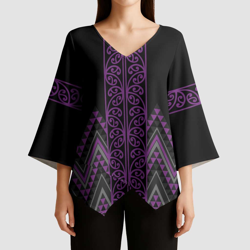 Purple Aotearoa Mangopare Kowhaiwhai Niho Taniwha Kimono Sleeve Blouse Maori New Zealand - Aussie Hoodie