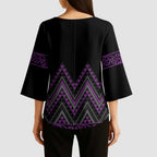 Purple Aotearoa Mangopare Kowhaiwhai Niho Taniwha Kimono Sleeve Blouse Maori New Zealand - Aussie Hoodie