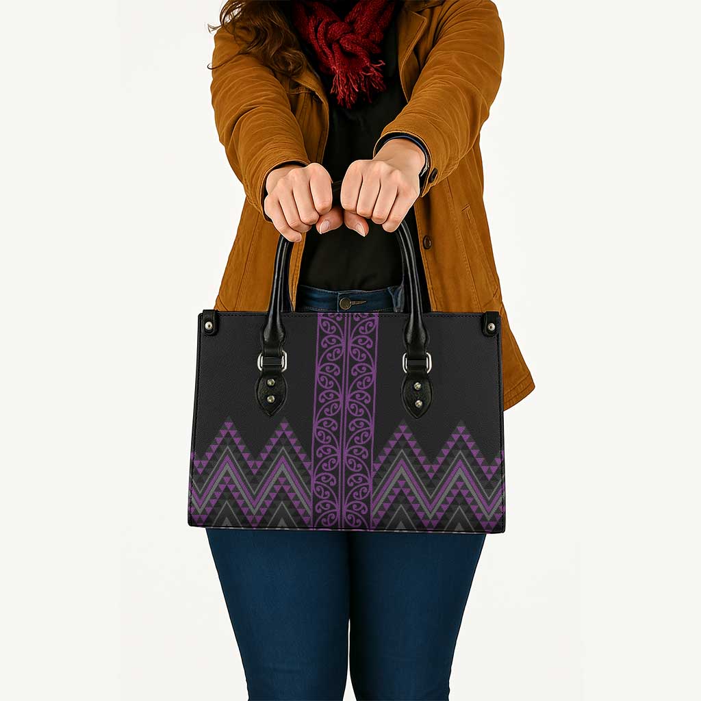Purple Aotearoa Mangopare Kowhaiwhai Niho Taniwha Leather Bag Maori New Zealand - Aussie Hoodie