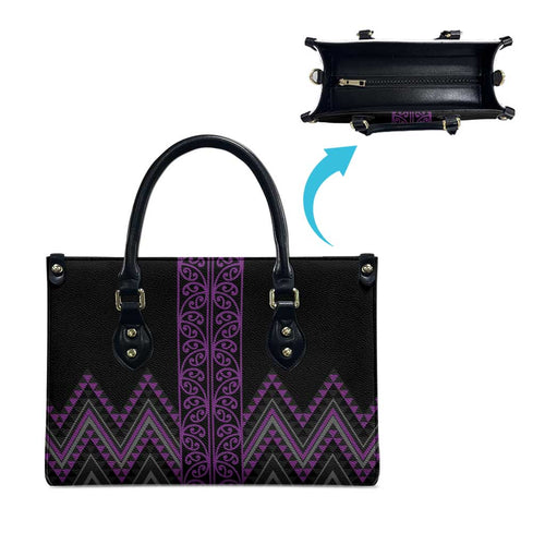 Purple Aotearoa Mangopare Kowhaiwhai Niho Taniwha Leather Bag Maori New Zealand - Aussie Hoodie