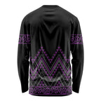 Purple Aotearoa Mangopare Kowhaiwhai and Niho Taniwha Long Sleeve Shirt Maori New Zealand