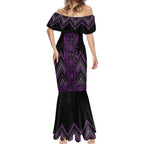 Purple Aotearoa Mangopare Kowhaiwhai and Niho Taniwha Mermaid Dress Maori New Zealand