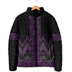 Purple Aotearoa Mangopare Kowhaiwhai Niho Taniwha Padded Jacket Maori New Zealand - Aussie Hoodie