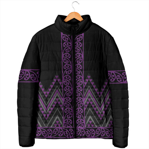 Purple Aotearoa Mangopare Kowhaiwhai Niho Taniwha Padded Jacket Maori New Zealand - Aussie Hoodie