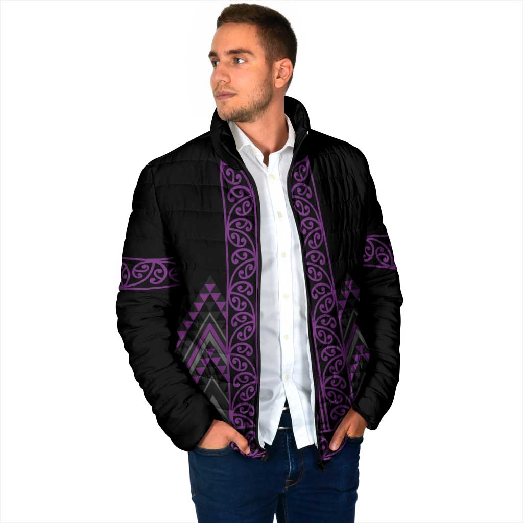 Purple Aotearoa Mangopare Kowhaiwhai Niho Taniwha Padded Jacket Maori New Zealand - Aussie Hoodie