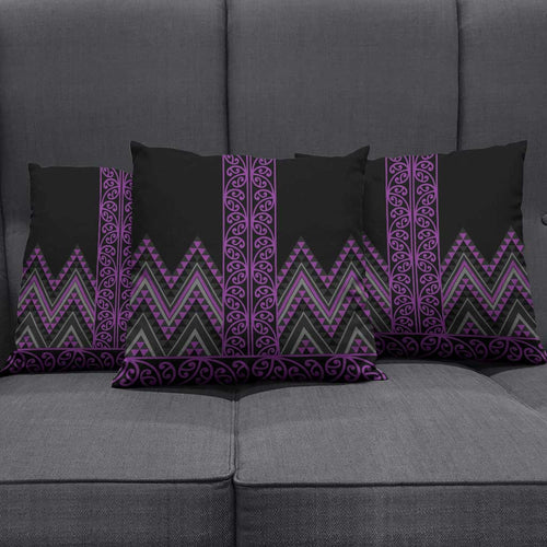 Purple Aotearoa Mangopare Kowhaiwhai Niho Taniwha Pillow Cover Maori New Zealand - Aussie Hoodie