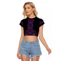 Purple Aotearoa Mangopare Kowhaiwhai and Niho Taniwha Raglan Cropped T Shirt Maori New Zealand