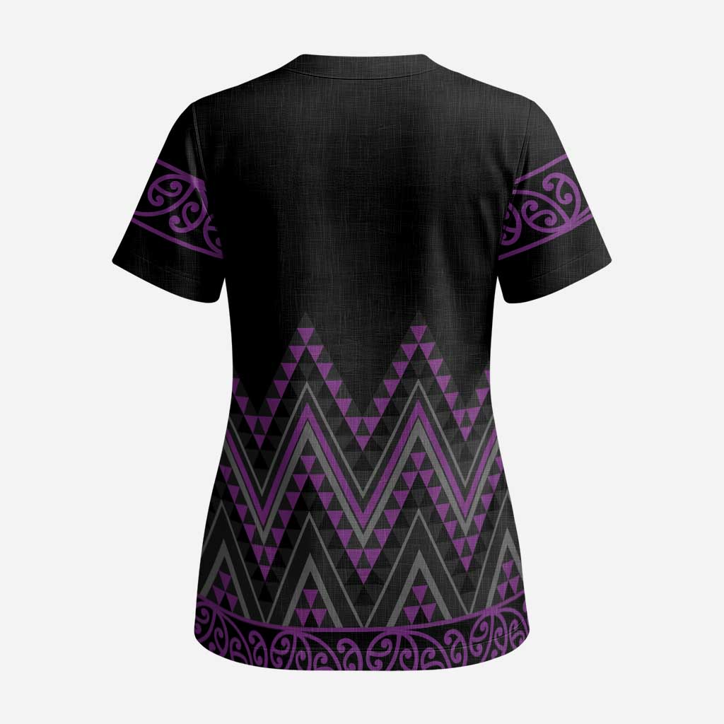 Purple Aotearoa Mangopare Kowhaiwhai and Niho Taniwha Scrub Top Maori New Zealand - Aussie Hoodie