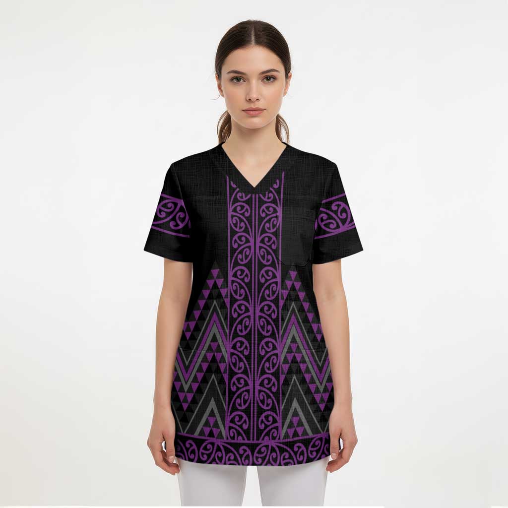 Purple Aotearoa Mangopare Kowhaiwhai and Niho Taniwha Scrub Top Maori New Zealand - Aussie Hoodie