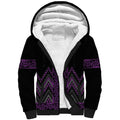 Purple Aotearoa Mangopare Kowhaiwhai and Niho Taniwha Sherpa Hoodie Maori New Zealand