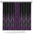 Purple Aotearoa Mangopare Kowhaiwhai and Niho Taniwha Shower Curtain Maori New Zealand