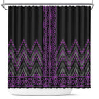 Purple Aotearoa Mangopare Kowhaiwhai and Niho Taniwha Shower Curtain Maori New Zealand