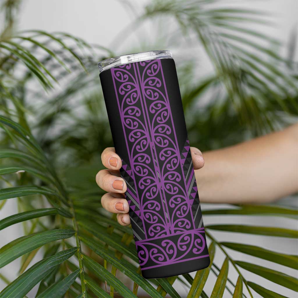 Purple Aotearoa Mangopare Kowhaiwhai and Niho Taniwha Skinny Tumbler Maori New Zealand