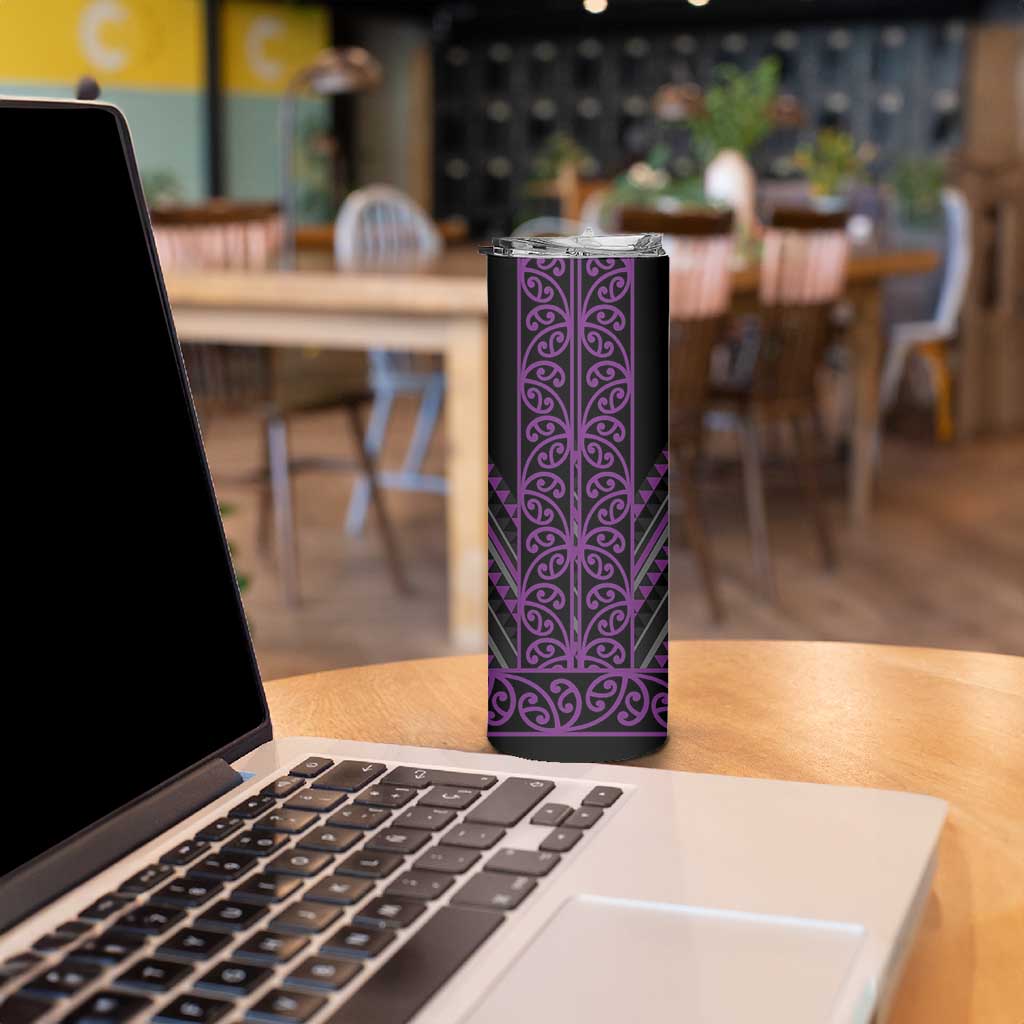 Purple Aotearoa Mangopare Kowhaiwhai and Niho Taniwha Skinny Tumbler Maori New Zealand