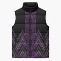 Purple Aotearoa Mangopare Kowhaiwhai Niho Taniwha Sleeveless Puffer Jacket Maori New Zealand - Aussie Hoodie