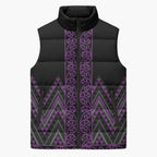 Purple Aotearoa Mangopare Kowhaiwhai Niho Taniwha Sleeveless Puffer Jacket Maori New Zealand - Aussie Hoodie