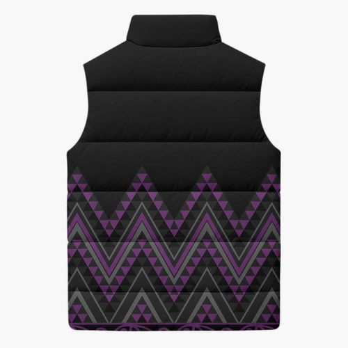 Purple Aotearoa Mangopare Kowhaiwhai Niho Taniwha Sleeveless Puffer Jacket Maori New Zealand - Aussie Hoodie
