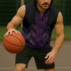 Purple Aotearoa Mangopare Kowhaiwhai Niho Taniwha Sleeveless Zip Hoodie Maori New Zealand LT14