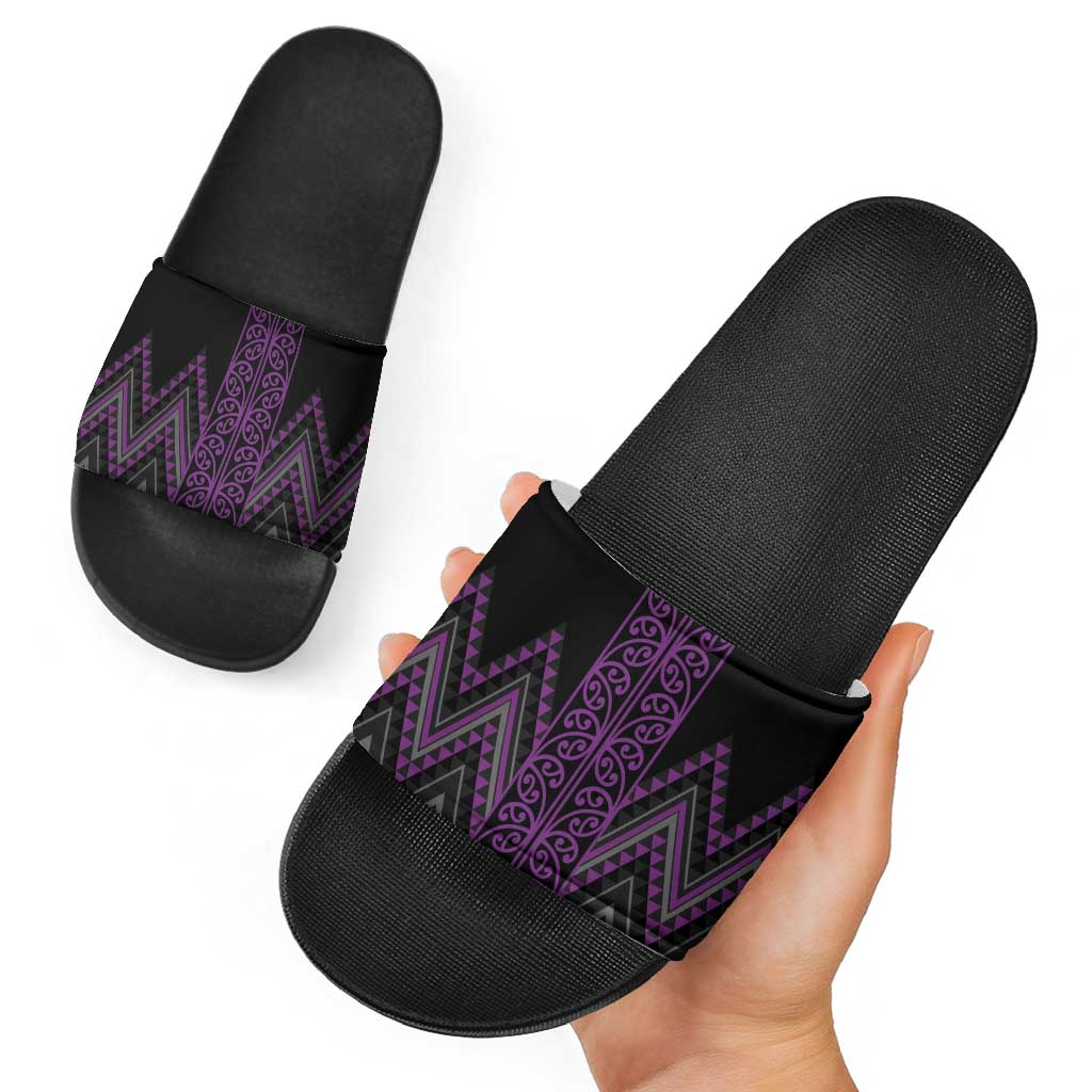 Purple Aotearoa Mangopare Kowhaiwhai Niho Taniwha Slide Sandals Maori New Zealand - Aussie Hoodie