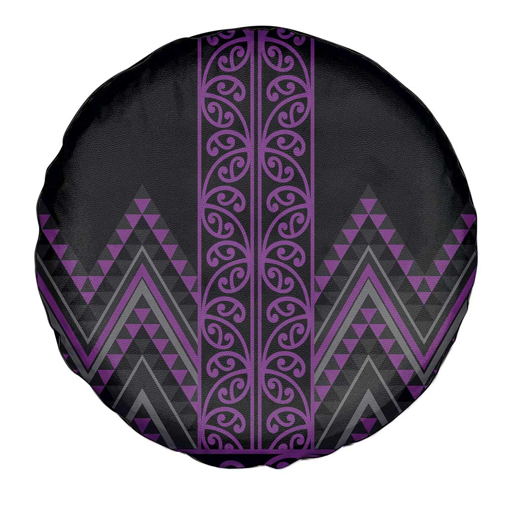 Purple Aotearoa Mangopare Kowhaiwhai and Niho Taniwha Spare Tire Cover Maori New Zealand