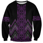 Purple Aotearoa Mangopare Kowhaiwhai and Niho Taniwha Sweatshirt Maori New Zealand