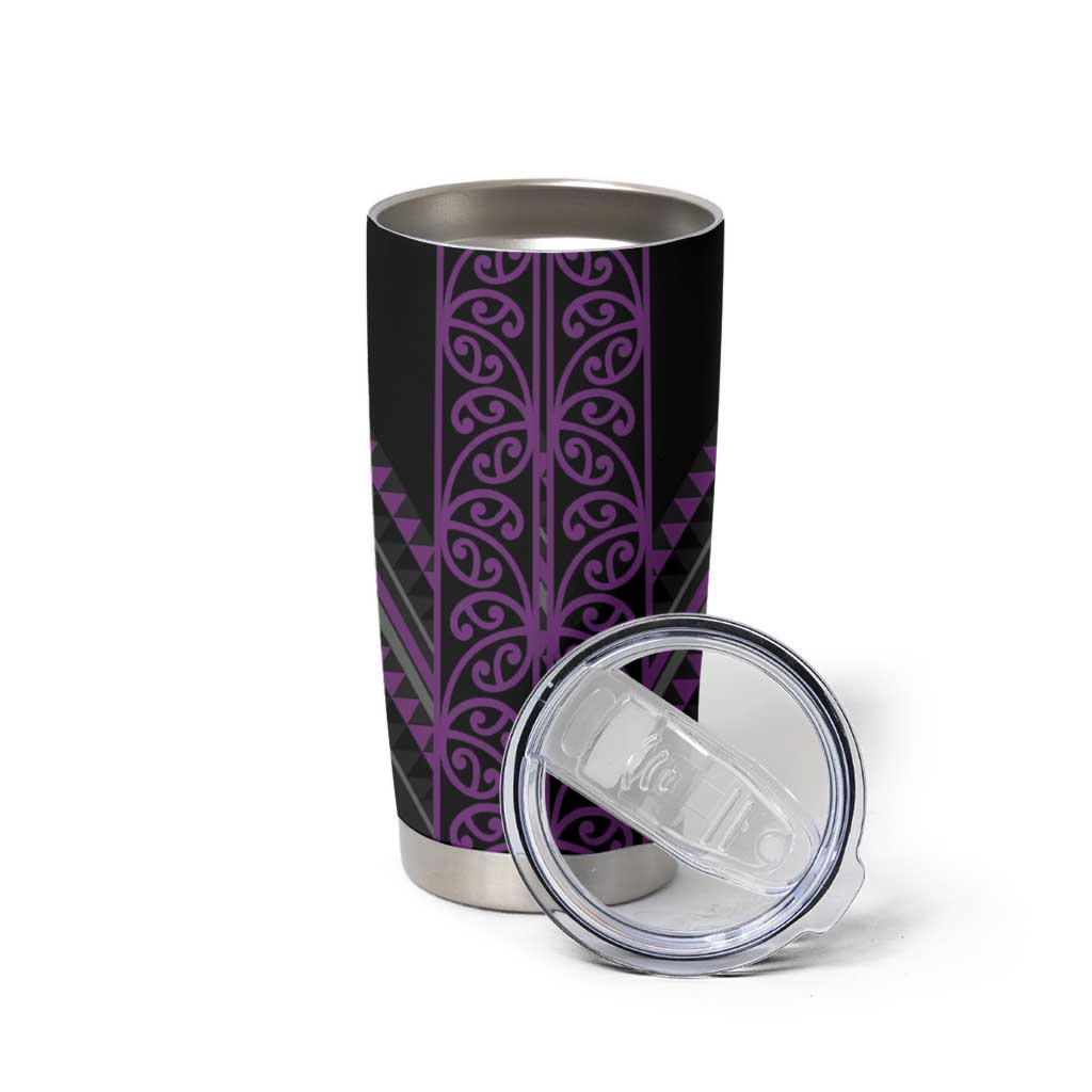 Purple Aotearoa Mangopare Kowhaiwhai and Niho Taniwha Tumbler Cup Maori New Zealand