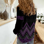 Purple Aotearoa Mangopare Kowhaiwhai and Niho Taniwha Women Casual Shirt Maori New Zealand