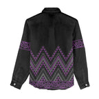 Purple Aotearoa Mangopare Kowhaiwhai and Niho Taniwha Women Casual Shirt Maori New Zealand