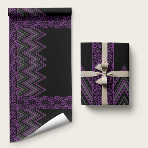 Purple Aotearoa Mangopare Kowhaiwhai and Niho Taniwha Wrapping Paper Maori New Zealand - Aussie Hoodie